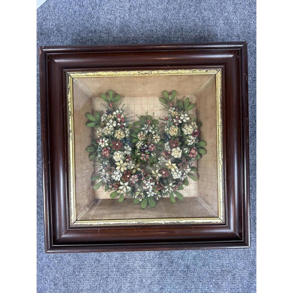 Antique Victorian Mourning Art Wreath Large Memorial Wreath‎ Floral Flowers